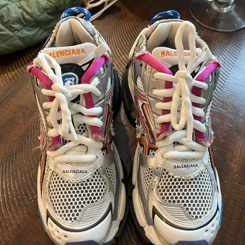 Balenciaga Gray and Pink Chunky Sneakers